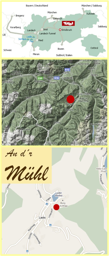 anreise haus an dr m&uuml;hl ferienwohnungen ladis